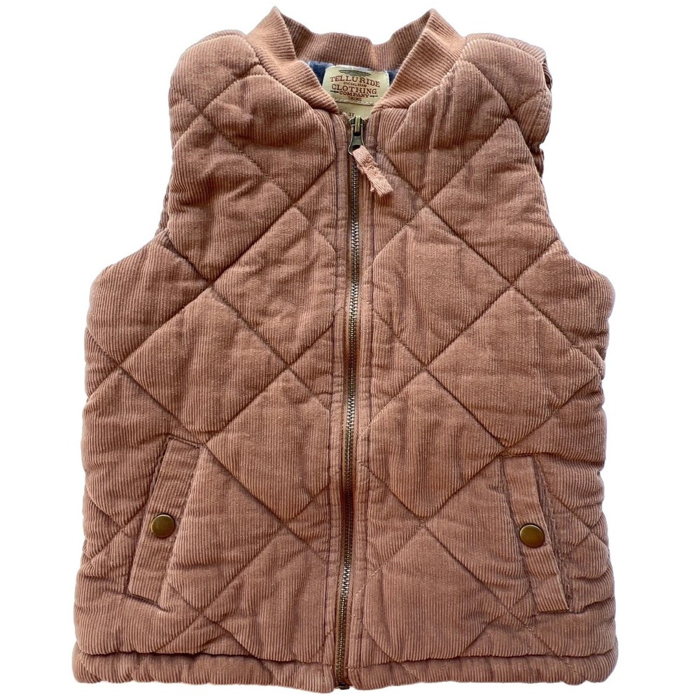 Telluride Clothing Co Quilted Puffer Vest Kids 3T Brown Full Zip Toddler Layer